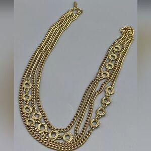 Vintage Monet Gold Tone Chain Necklace, 54" EUC